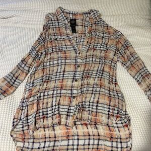 Harley-Davidson Orange / Navy Plaid Button-Down Shirt